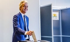 Geert Wilders, far-right Party for Freedom leader, casts his ballot at a polling station in The Hague