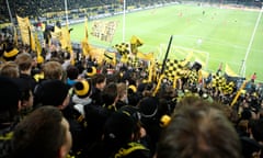 The Yellow Wall.<br>Borussia Dortmund 1-1 Fortuna Dussledorf, Signa Iduna Park, Dortmund.
The South Stand, 'Yellow Wall,' which is an all standing terrace.