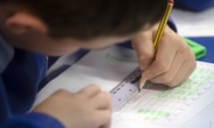 A child does work during a Year 5 class at a primary school
