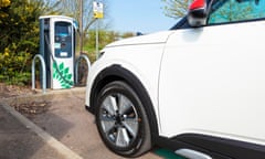 New electric car Kia E Soul at a charging point