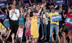 Olivia Chow, who arrived in Canada as a 13-year-old, addresses supporters after her victory on Monday.