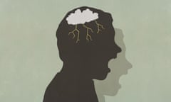 An illustration of an angry man with a storm cloud in his head 