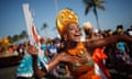 Carnival dancers at this year’s Rio Maracatu ‘bloco’, or street parade.