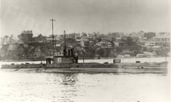 AE1 enters Cookatoo Island dockyard in Sydney Harbour in June 1914