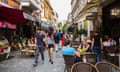 Bars and restaurants in Old Town, Bucharest, Romania, Europe<br>EH8BNJ Bars and restaurants in Old Town, Centru Vechi, Bucharest, Romania, Europe