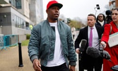 Dizzee Rascal speaks to the press as he leaves Croydon magistrates court after the sentencing