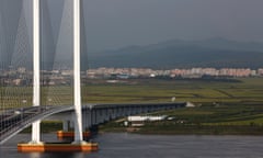 The unfinished New Yalu River bridge that was designed to connect China’s Dandong and and North Korea’s Sinuiju.