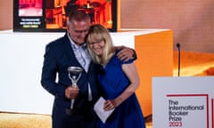 Bulgarian author Georgi Gospodinov and translator Angela Rodel after they won the 2023 International Booker prize for translated fiction for Time Shelter.