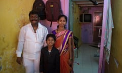 Sunny Pawar with his parents, Dilip and Vasu Pawar in their family home in Mumbai