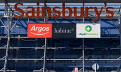 The frontage of the large Sainsburys superstore incorporating Argos, Habitat and Lloyd's pharmacy