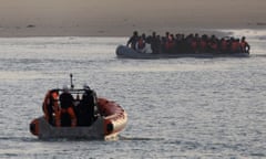 Migrants boat crossing Channel.