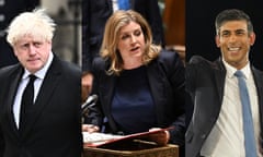 Composite image  of Boris Johnson, Penny Mordaunt and Rishi Sunak