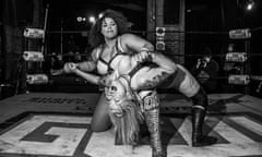 Willow Nightingale and Allie Katch wrestle during a 24-hour event in an abandoned music venue in Philadelphia.