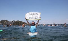 Norwegian company Equinor has abandoned plans to drill in the Great Australian Bight. In this photo, people protest the planned deepwater oil drilling by Equinor in November 2019. 