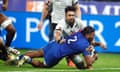 Peato Mauvaka scores for France against New Zealand