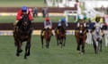 Allaho (left), ridden by Paul Townend, wins the Ryanair Chase at Cheltenham in March 2022