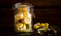 Preserved lemons in a jar.