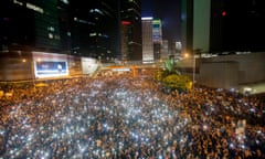 A pro-democracy protest on the second day of Occupy Hong Kong in September 2014. 