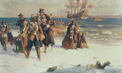 WJ Aylward’s 1754 painting depicting the Mayflower arriving at Plymouth, Massachusetts.