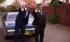 Alexander Skarsgård and Michael Peña in War on Everyone.