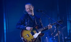 Restraint rules … Radiohead’s Thom Yorke performing in Barcelona.