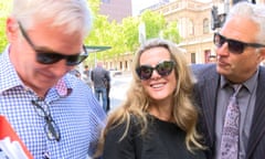 Kathy Jackson and her partner Michael Lawler  leave Melbourne’s magistrates court