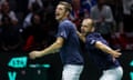 Neal Skupski and Dan Evans celebrate their dramatic 1-6, 7-6 (4), 7-6 (6) win