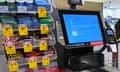 A Coles checkout terminal in Canberra affected by the Windows outage