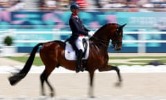 Britain's Carl Hester on Fame competes in dressage at the Chateau de Versailles in Versailles