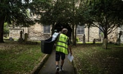 28/06/2023. London. Thurrock Food Banks. Trussell Trust. Food being delivered to the 10 diferent distribution centres in Thurrock.   h Derek Staton picking up food from supermarkets and local shops and churchs  donated by customers  when shopping . Photo Sean Smith