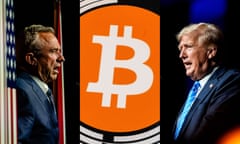 a composite image of Robert F Kennedy Jr, the Bitcoin symbol and Donald Trump