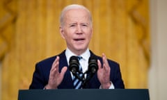 Joe Biden at the White House on Thursday. ‘Putin will be a pariah on the international stage,’ Biden said.