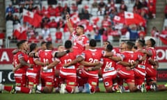 Tonga was supported by a sea of red in their win over Australia at Eden Park.
