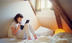 Teenage girl reading an ebook.