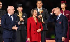 Luis Rubiales (right) during the presentation ceremony of the World Cup final.