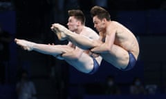 Tom Daley and Matty Lee of Team GB compete during the men’s synchronised 10m platform final on day three of the Games