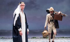 Injured spirit … Jack Laskey as TE Lawrence with Sam Alexander as Lowell Thomas in Lawrence After Arabia at Hampstead theatre, London.