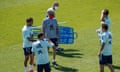 Spain’s manager Luis Enrique wears a mask at training for Euro 2020 on Tuesday.