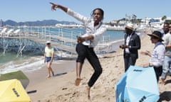 A$AP Rocky jumps during a photo call for the film Dope, at the 68th international film festival, Cannes, southern France, Friday, May 22, 2015. (Photo by Joel Ryan/Invision/AP)