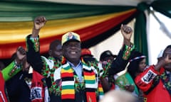 President Emmerson Mnangagwa at the rally at White City stadium in Bulawayo.