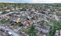 Aftermath of tornado in Omaha<br>A drone view shows emergency personnel working at the site of damaged buildings in the aftermath of a tornado in Omaha, Nebraska, U.S. April 26, 2024, in this still image obtained from a social media video. Alex freed/via REUTERS THIS IMAGE HAS BEEN SUPPLIED BY A THIRD PARTY. MANDATORY CREDIT. NO RESALES. NO ARCHIVES.