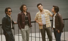 (L-R) Jamie Cook, Nick O’Malley, Matt Helders and Alex Turner of Arctic Monkeys.