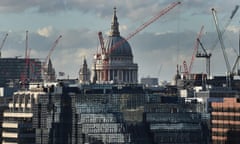 A crane towers over a building site in central London. The commercial property industry is seen as a bellwether for the economy. 