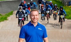 Chris Hoy attends an event in Cumbernauld, Scotland in August 2023