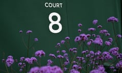 Flowering verbena grow near court 8 on the second day of the 2024 Wimbledon championships.