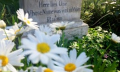 Daisies decorate the grave of British Poet John Keats in Rome’s cemetery