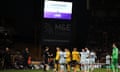 Wolves players protest during the VAR intervention which led to Hwang Hee-chan’s goal against Bournemouth in April being disallowed