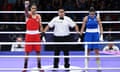 Italy’s Angela Carini (right) abandoned her bout against Imane Khelif of Algeria after 46 seconds.
