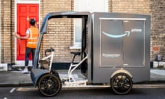 Amazon's Micromobility hub launch<br>EMBARGOED TO 0001 MONDAY JULY 4 EDITORIAL USE ONLY A new E-cargo bike is driven around the capital to mark the announcement of Amazon's first UK micromobility hub for more sustainable deliveries in Central London. Issue date: Monday July 4, 2022. PA Photo. Working with the London Borough of Hackney, Amazon has created the new hub with plans to make more than one million customer deliveries every year, adding to the deliveries already being completed by its electric vans. The new fleet of e-cargo bikes and walkers will directly replace thousands of traditional van trips on London's roads and reduce traffic congestion. Photo credit should read: John Nguyen/PA Wire