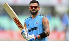 India's Virat Kohli warms before a one-day international against Australia in September 2023